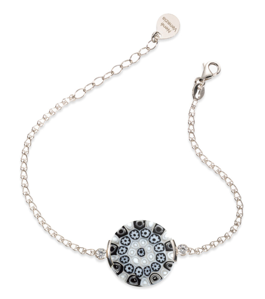 br104n_bracciale_flowers_bianco-nero bracciale murrina bianco nero