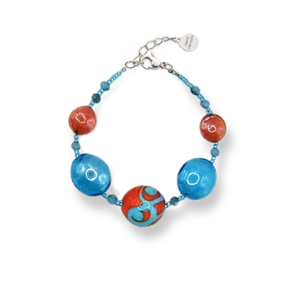 coral2 bracciale in vetro di murano corallo turchese