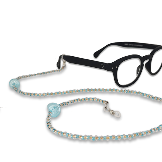 Catenina per Occhiali col. Azzurro e Oro