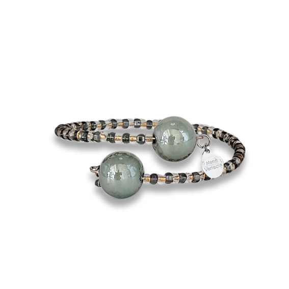bracciale grigio vetro murano