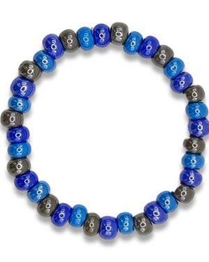 Bracciale Onda - Perle in vetro - Bracciale per donna e uomo. Colore blu grigio