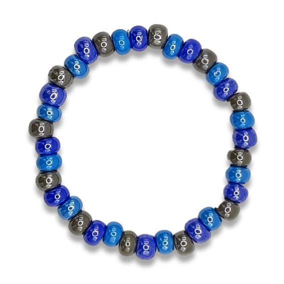 Bracciale Onda - Perle in vetro - Bracciale per donna e uomo. Colore blu grigio