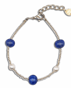 Bracciale Maty con perle in vetro di Murano - Blu