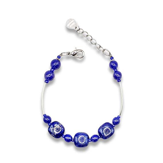 braccialequadratiblu bracciale vetro murano blu