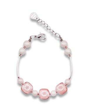 bracciale ariel perle murano rosa