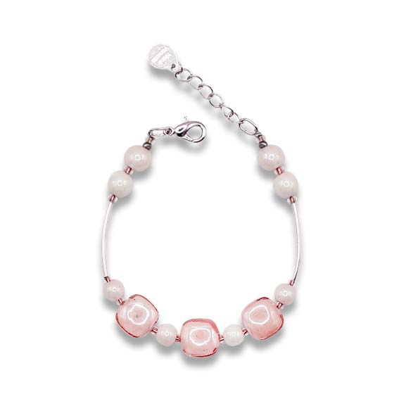bracciale ariel perle murano rosa