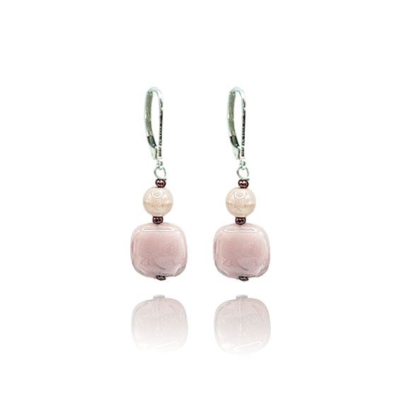 orecchini vetro murano rosa