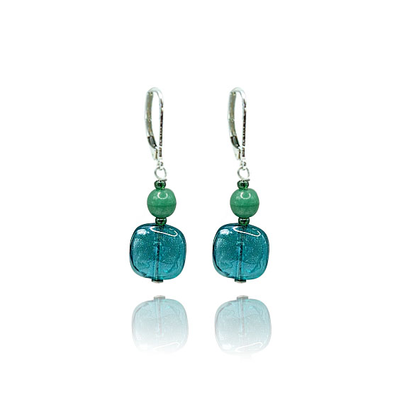 orecchini vetro murano verde