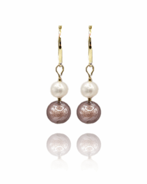 Orecchini Maty con perle in vetro di Murano - Ametista