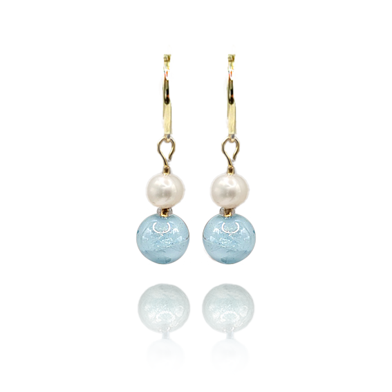 Orecchini Maty con perle in vetro di Murano - Azzurro